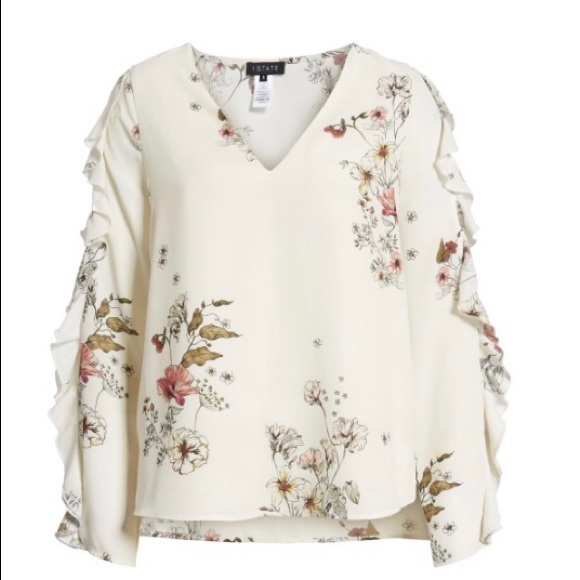 1.State Ruffle Cold Shoulder Top - Picture 2 of 7